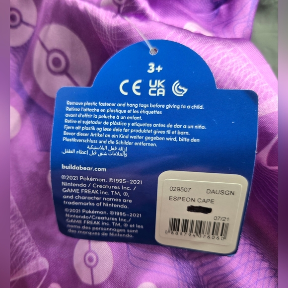 Build-A-Bear BABW Exclusive Pokemon Espeon Cape Costume Outfit - NWT - Picture 2 of 6